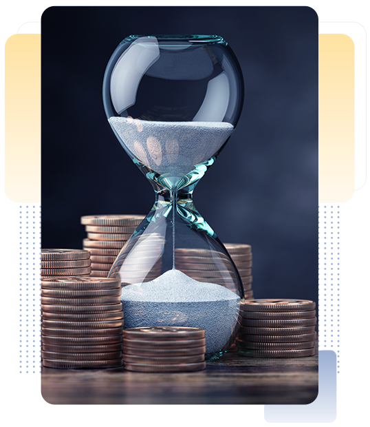 golden coins and hourglass clock ROI